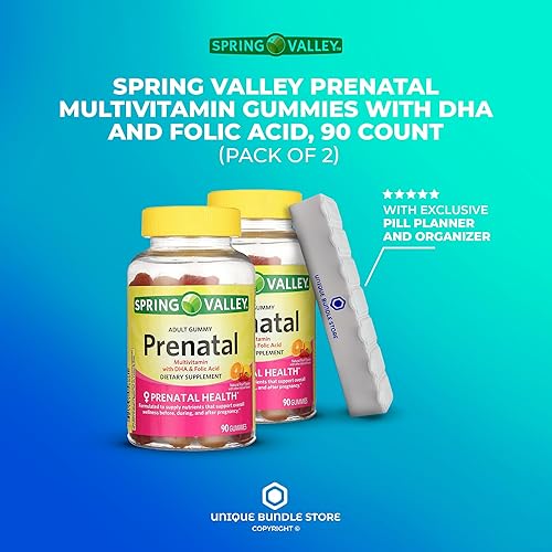 Miniatura 2 de Spring Valley - Gomitas de vitaminas prenatales, 90 unidades con DHA y ácido fólico, gomitas multivitamínicas prenatales + organizador de píldoras