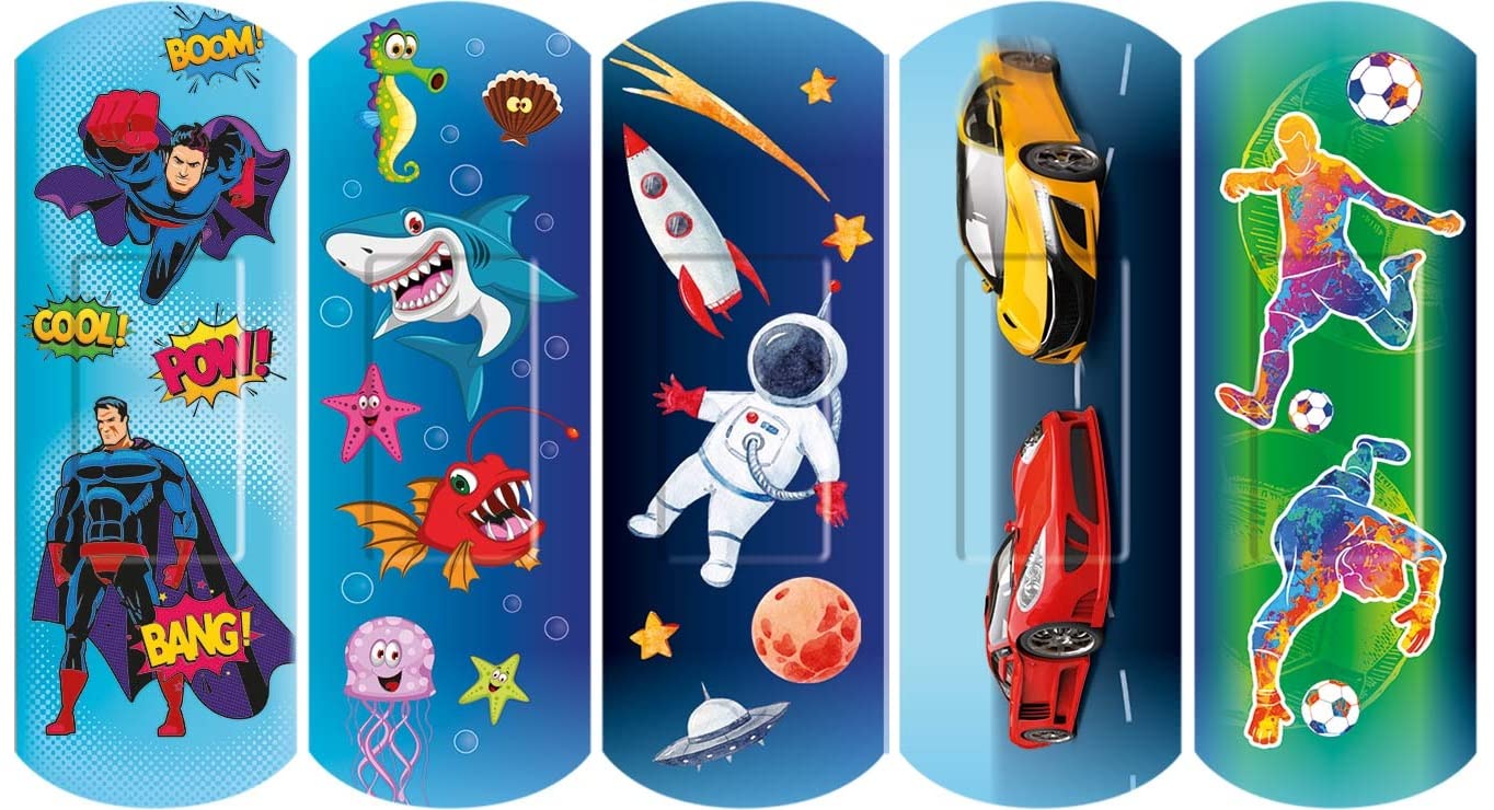 Nexcare Happy Kids Cool Plasters by 3M Pack of 20, Fun Colourful Kids Bandages with Cool Designs, Gentle Flexible Plasters that Comfort Children, Assorted Sizes for Little Ones' Cuts & Grazes