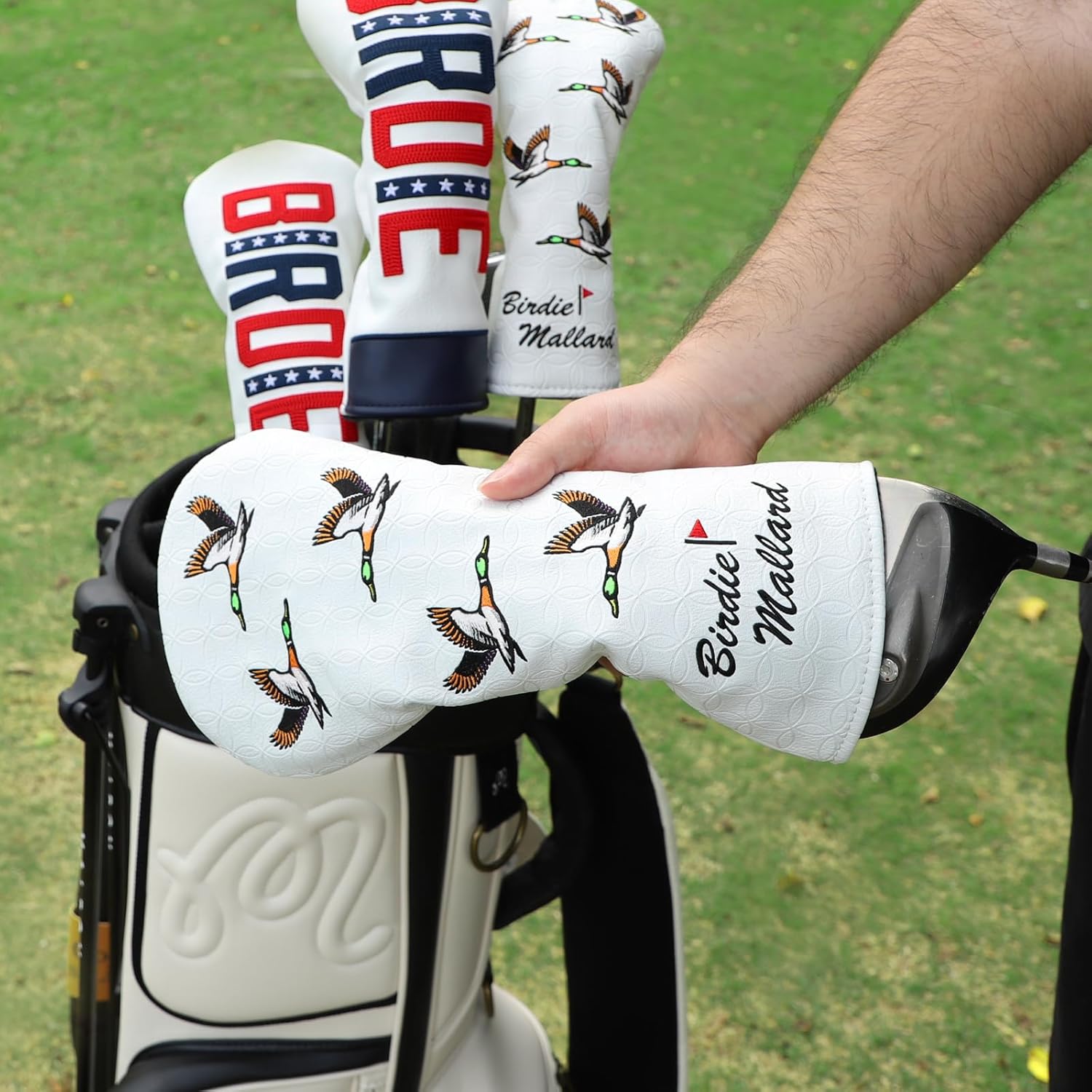Golf Head Covers, Leather Driver Headcover, Fairway Wood Cover, Hybrid Head Covers – Advanced Embroidery Golf Club Head Covers for Men Women Mallard Golf Headcovers