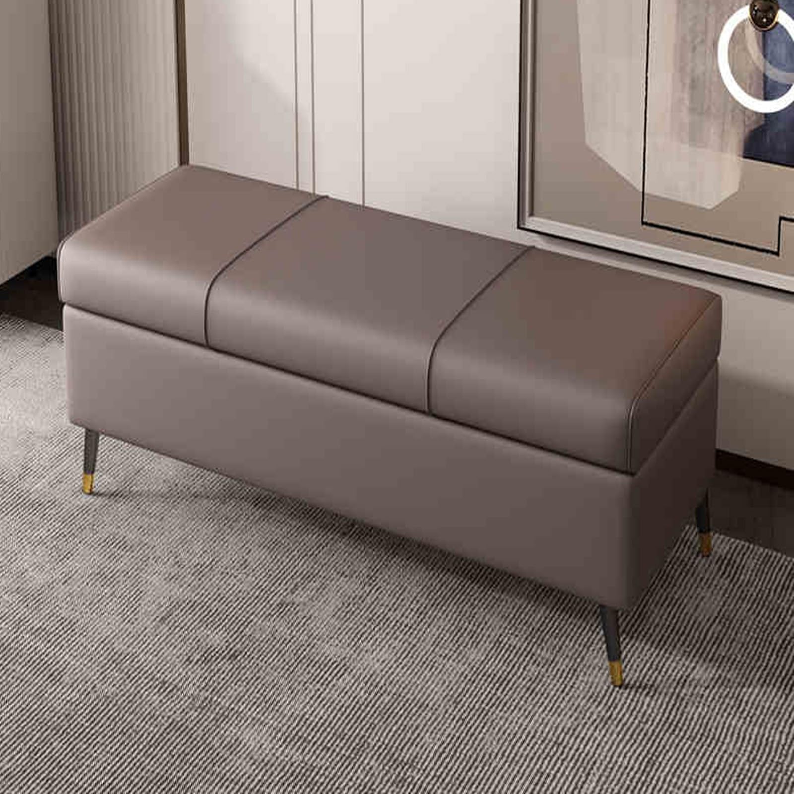Taburete rectangular para sala de estar con almacenaje decorativo y elegante