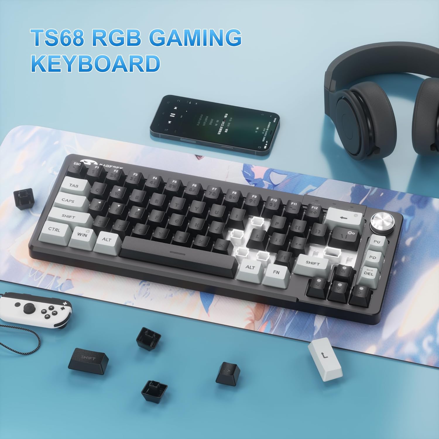 MageGee Mini 60% Gaming Keyboard, RGB Backlit 68 Key Ultra-Compact Keyboard, TS68 Ergonomic Waterproof Mechanical Feeling Office Computer Keyboards for PC, MAC, PS4, Xbox ONE Gamer