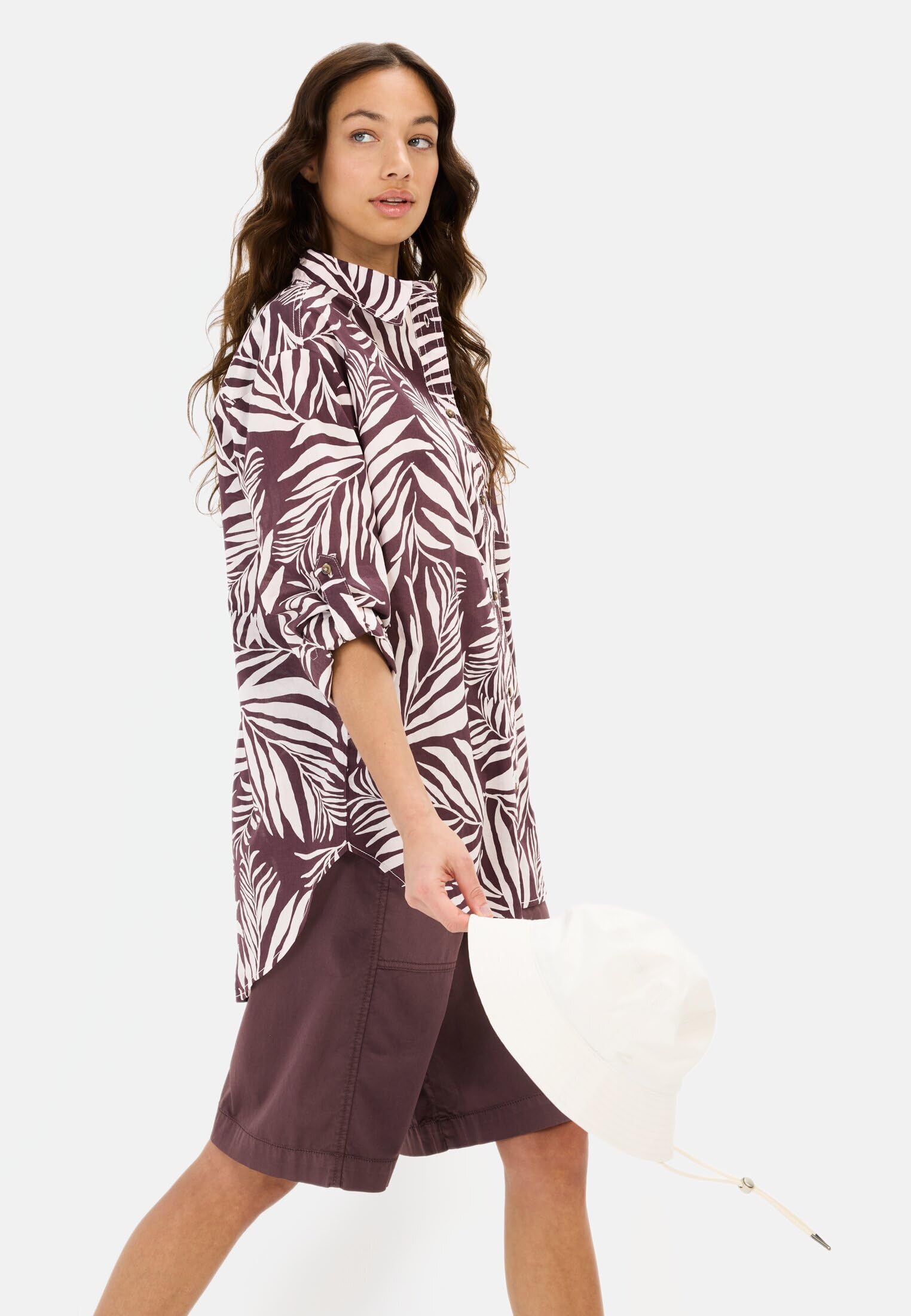 camel active Damen Hemdbluse mit Blumenprint aus Baumwolle