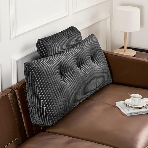 Miniatura 7 de Z-hom Almohada de cuña grande para cabecero, almohada triangular individual, almohada de lectura estándar con una almohada enrollable para cama,
