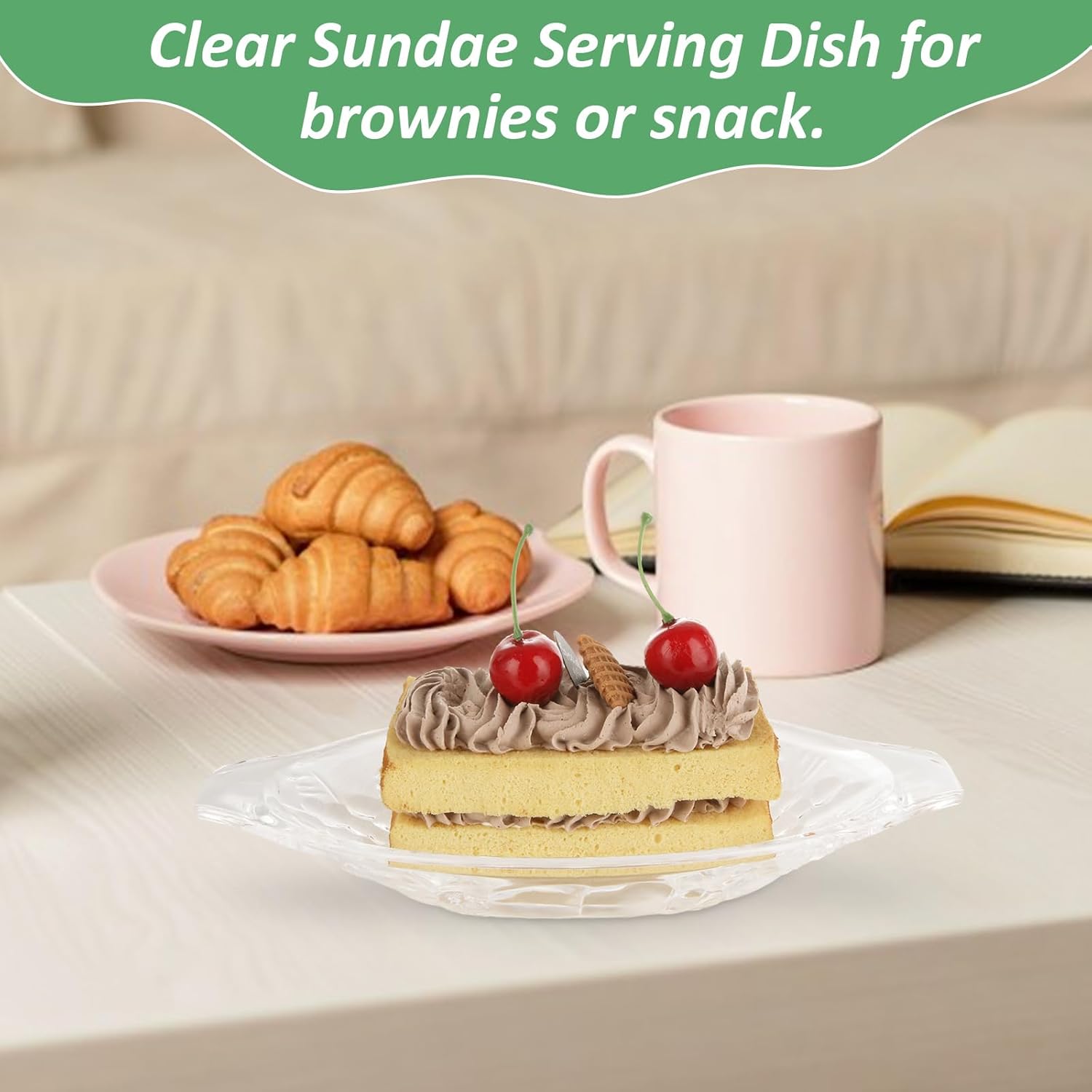 CYEAH アクリルバナナスプリットボウル 10個 6オンス アイスクリームサンデー皿 クリアデザート皿 積み重ね可能なアクリルサー