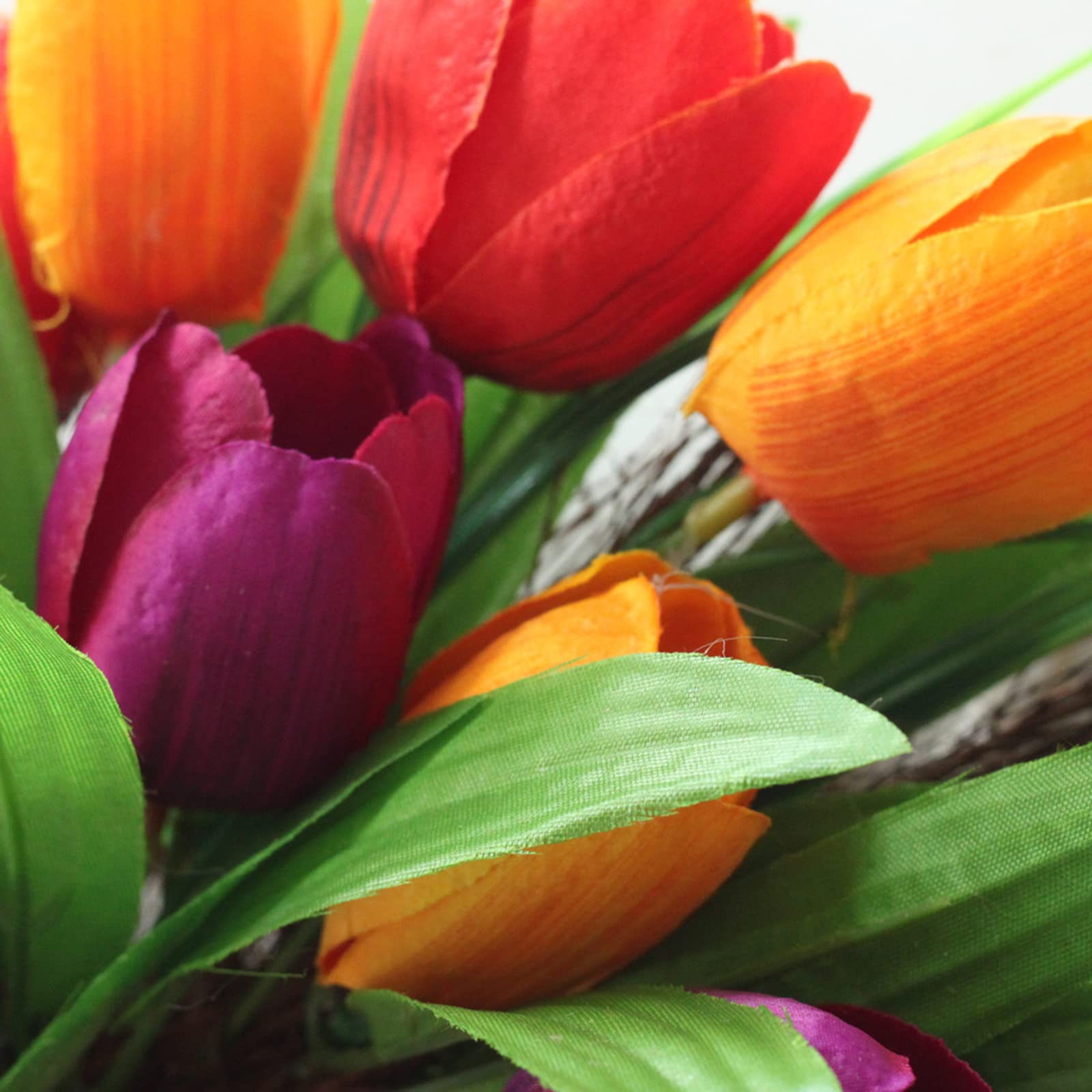 Tulpenkranz Blumenkränze für Haustür, 40 cm, künstliche Seide, Tulpenkränze, Frühlingstürkranz, Girlande für Zuhause, Hochzeit, Valentinstag, Dekoration