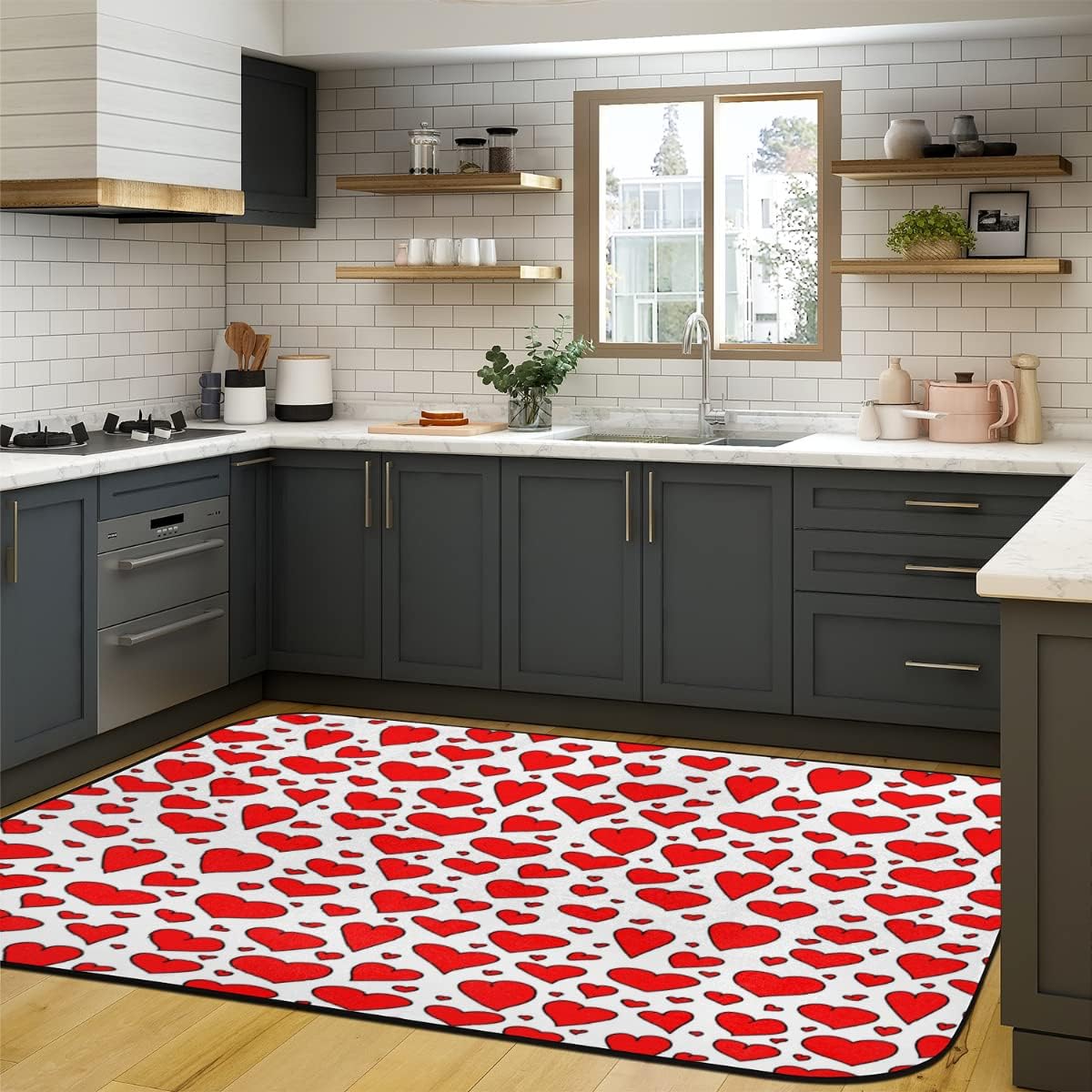 4 x 6 Red Love Heart Super Soft Area Rug for Kids Baby Nursery, Carpets for Entryway Laundry Kids Room Nursery, Dorm Rugs for Grils Boys