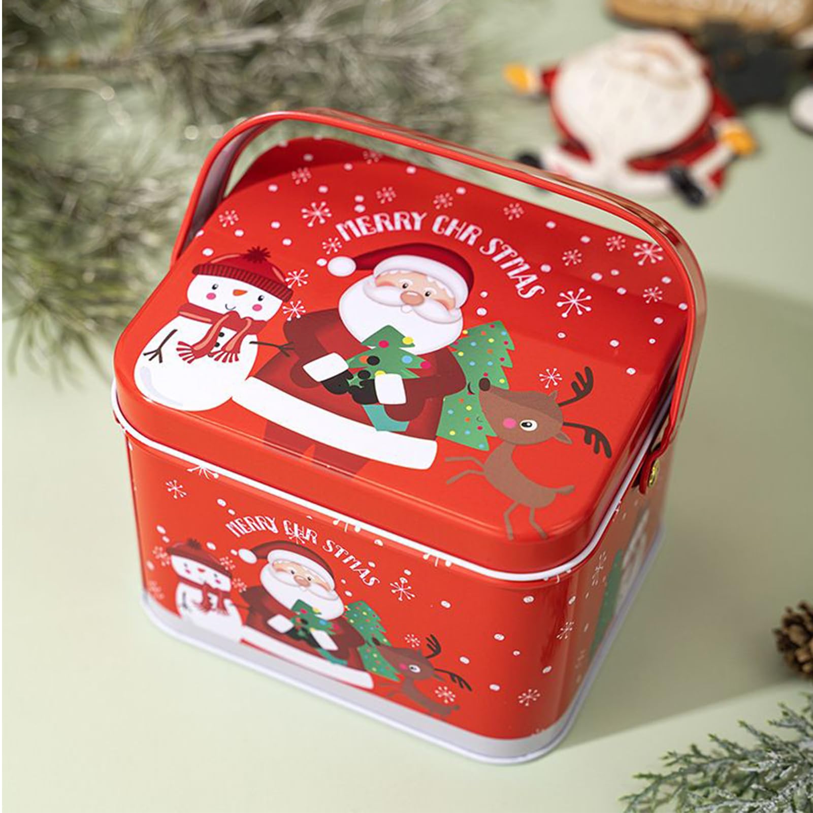 Boîtes de Biscuits de Noël 6 Pièces en métal avec poignée | Boîtes Vides de Stockage pour Bonbons en Fer-Blanc pour Artisanats Chocolat Bijoux Cadeaux de Fête Anniversaire Nouvel An