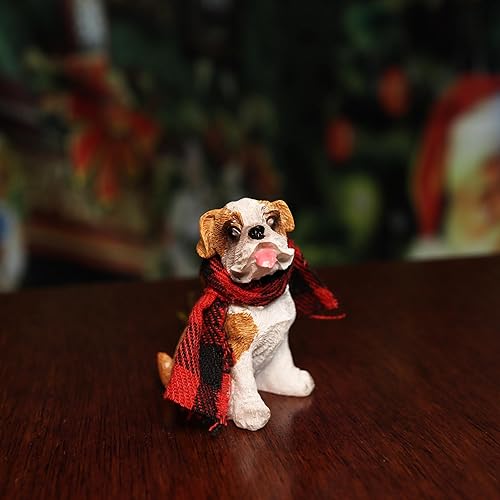 Miniatura 10 de Adorno de Navidad de bulldog cachorro, decoración festiva para colgar para mascotas, regalos para amantes de los perros, 2.5 x 1.3 x 2.5 pulgadas