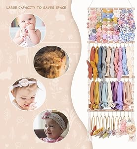 VISATOR Headband Holder Bows Organizer - Baby Girls Hair Accessories Holder - Toddler Girls Room Wall Decor