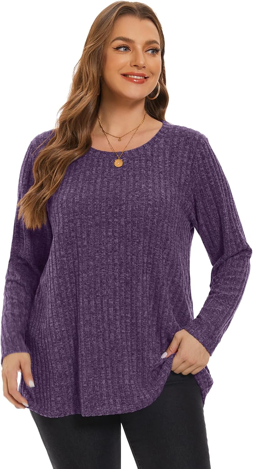 BELAROI Plus Size Tops for Women Tunic Shirts Long Sleeve Scoop Neck Casual Lightweight Sweaters Pullover Loose Fit - Image 3