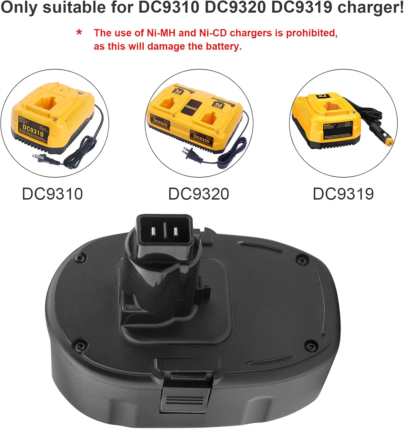 Futurebatt 2Pack 6.0Ah 18V Lithium-ion Battery Replacement for DEWALT XRP 18-Volt Power Tools Battery Fit DC9096 DC9098 DC9099, DE9039 DE9095 DE9096, DW9095 DW9096 DW9098 DE9503 DC9182