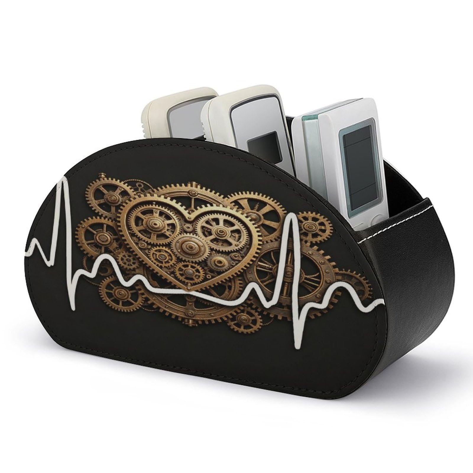 Btcowzrv Style Abstract Heartbeat Remote Control Holder With 5 Compartments
