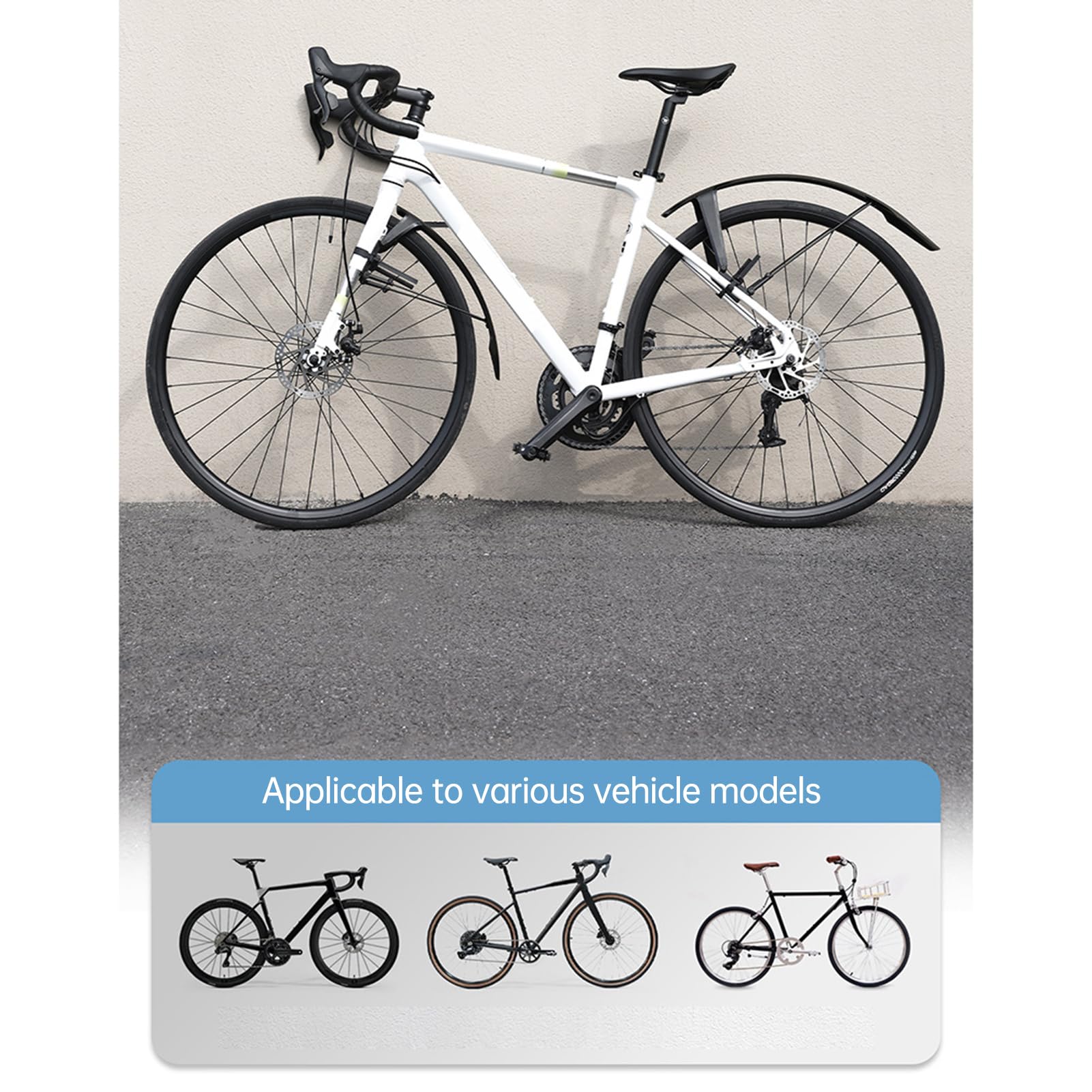 POENVFPO Guardabarros de Bicicleta de Carretera, Guardabarros de Cobertura Total para Ruedas de 700c con Ajuste Universal de Ancho de Neumático 21c-42c para Protección contra Todo Clima