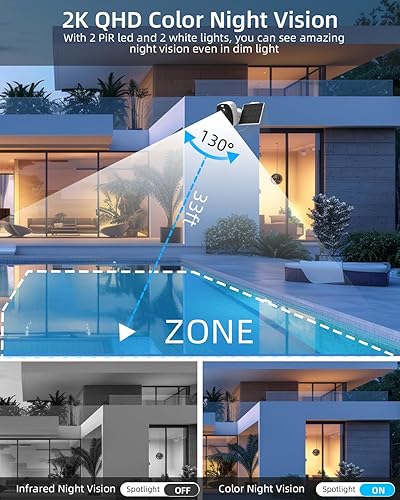 Miniatura 3 de ELECCTV Cámaras de seguridad solar WiFi de 2.4 y 5 GHz inalámbricas para exteriores, sistema de seguridad para el hogar QHD 2K, kit de 4 cámaras con