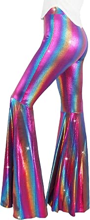 Nawgut Womens Sequin Flare Pant Sparkly High Waisted Leg Bell Bottom Glitter Trousers Night Out Clubwear