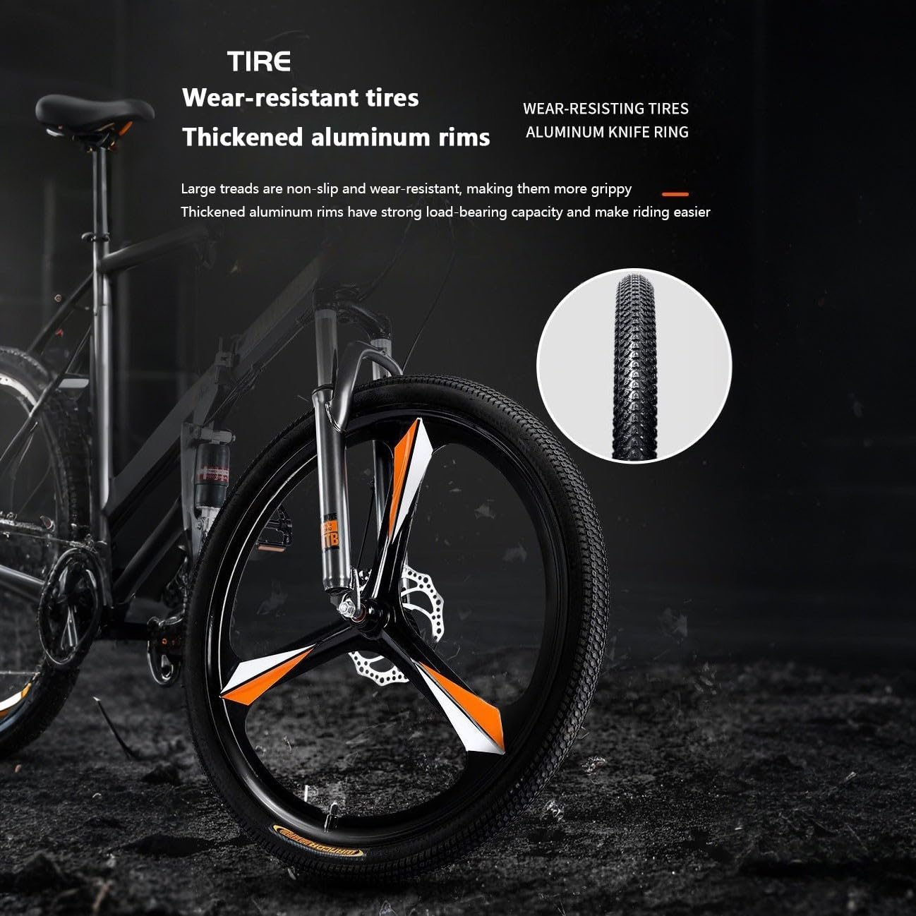 Bicicleta Plegable De 24 Velocidades,Bicicleta Plegable De Montaña, para Adultos MTB, Altura Ajustable,Neumáticos Engrosados ​​Antideslizantes Y Resistentes Al Desgaste White and Black,B