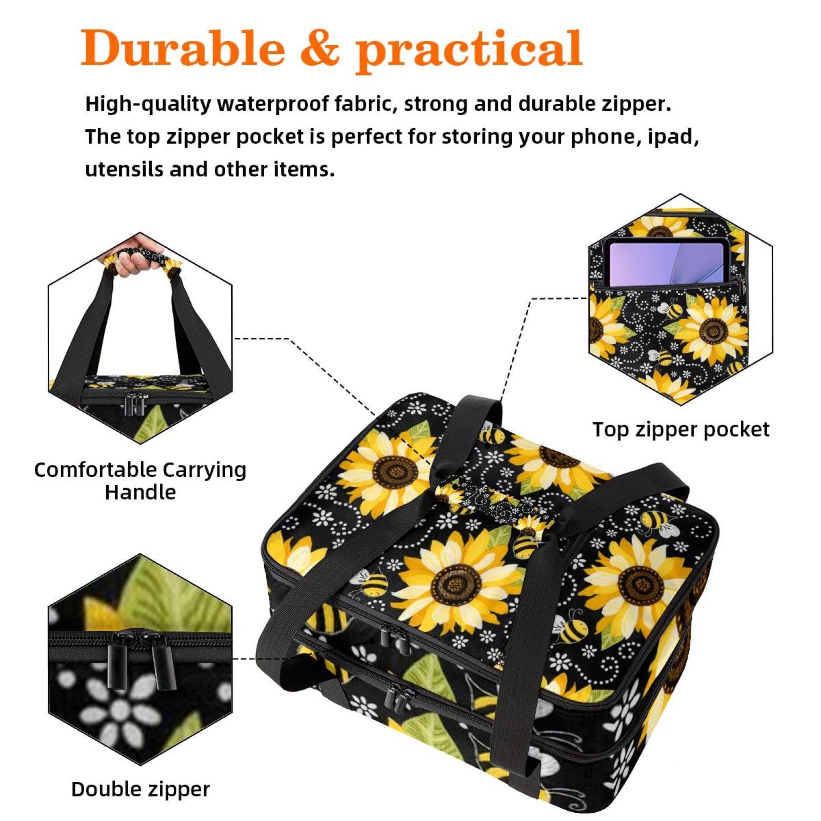 Grand sac à déjeuner isotherme pour homme et femme, double couche, étanche, étanche, réutilisable, sac fourre-tout pour le travail, l'école, le pique-nique, la plage, le camping, les voyages,