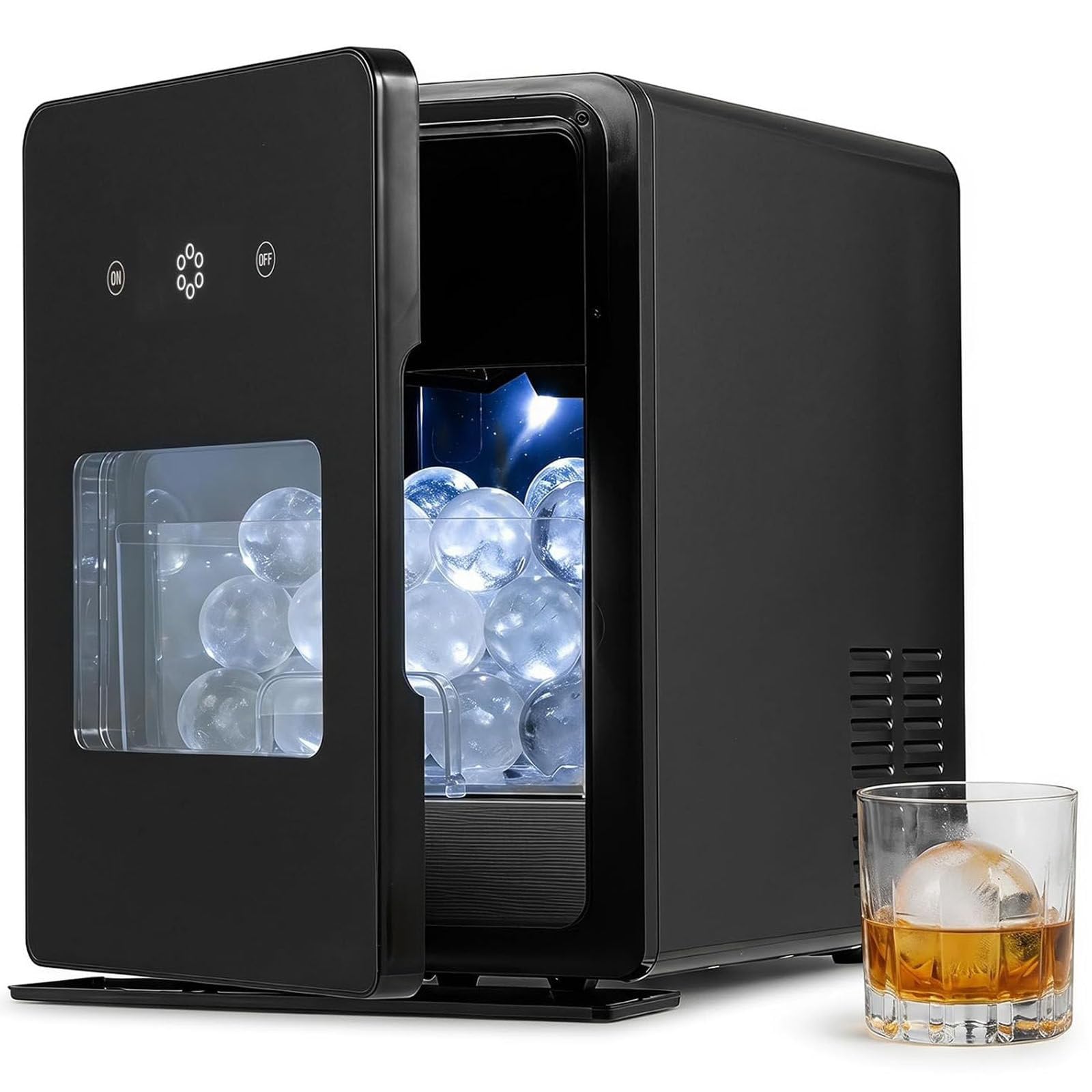 Macchina per Palline di Ghiaccio da banco, Produttore Sfere Ghiaccio 50 mm per Whisky Cocktail, Produzione Rapida per Bar Domestico Cucina Feste