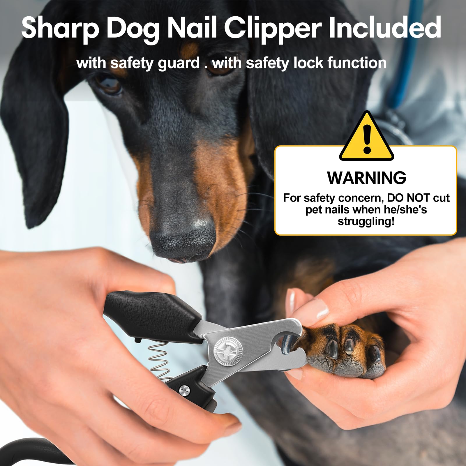 HOSSOM Krallenschleifer für Hunde mit 6 LED-Leuchten, Neuester Krallenschleifer mit Krallenschere, Superleise, mit 3 Anschlüssen, Dog Nail Grinder für Große, Mittelgroße, Kleine Hunde