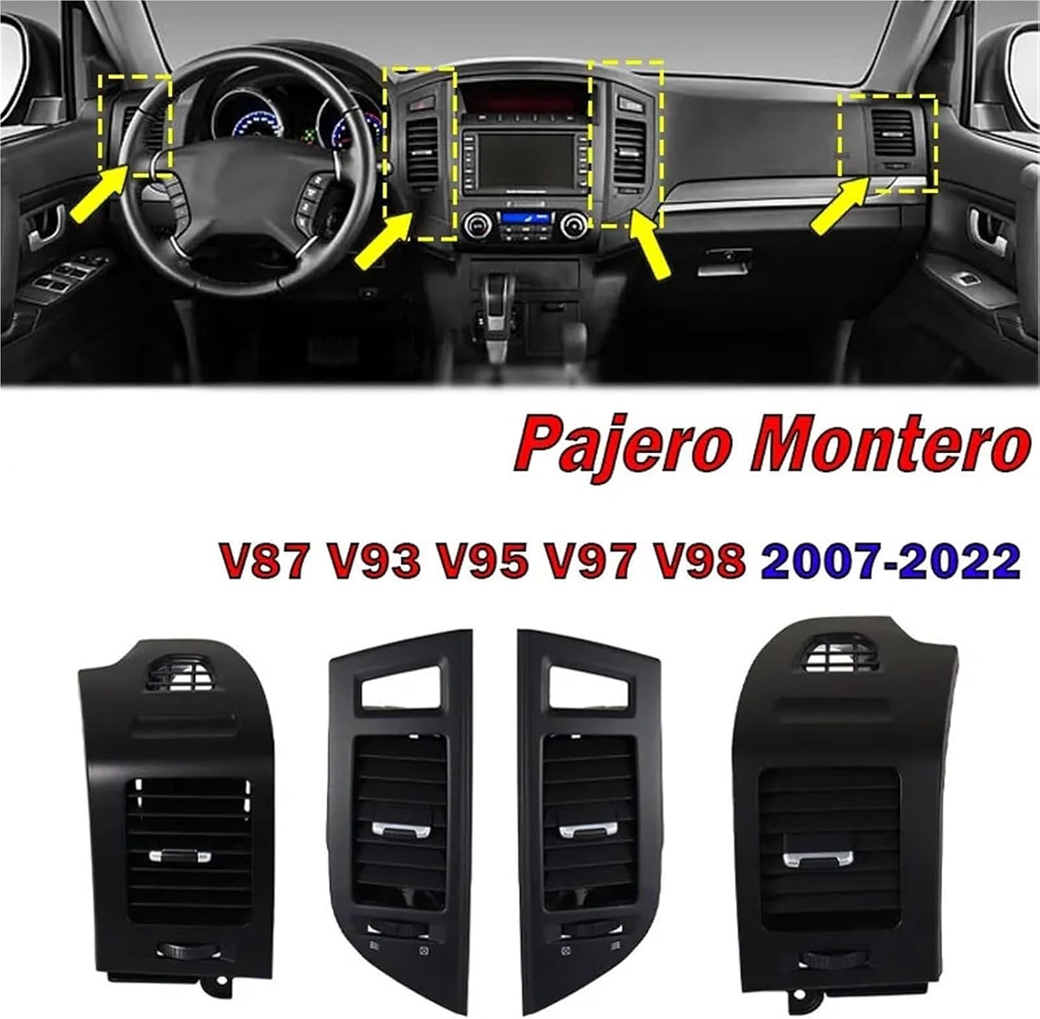 Interior Accessories Compatible with Mitsubishi Pajero Montero V87 V93 V95 V97 V98 2007-2022 Front Dash Center Console A/C Air Vent Outlet(1 Set)