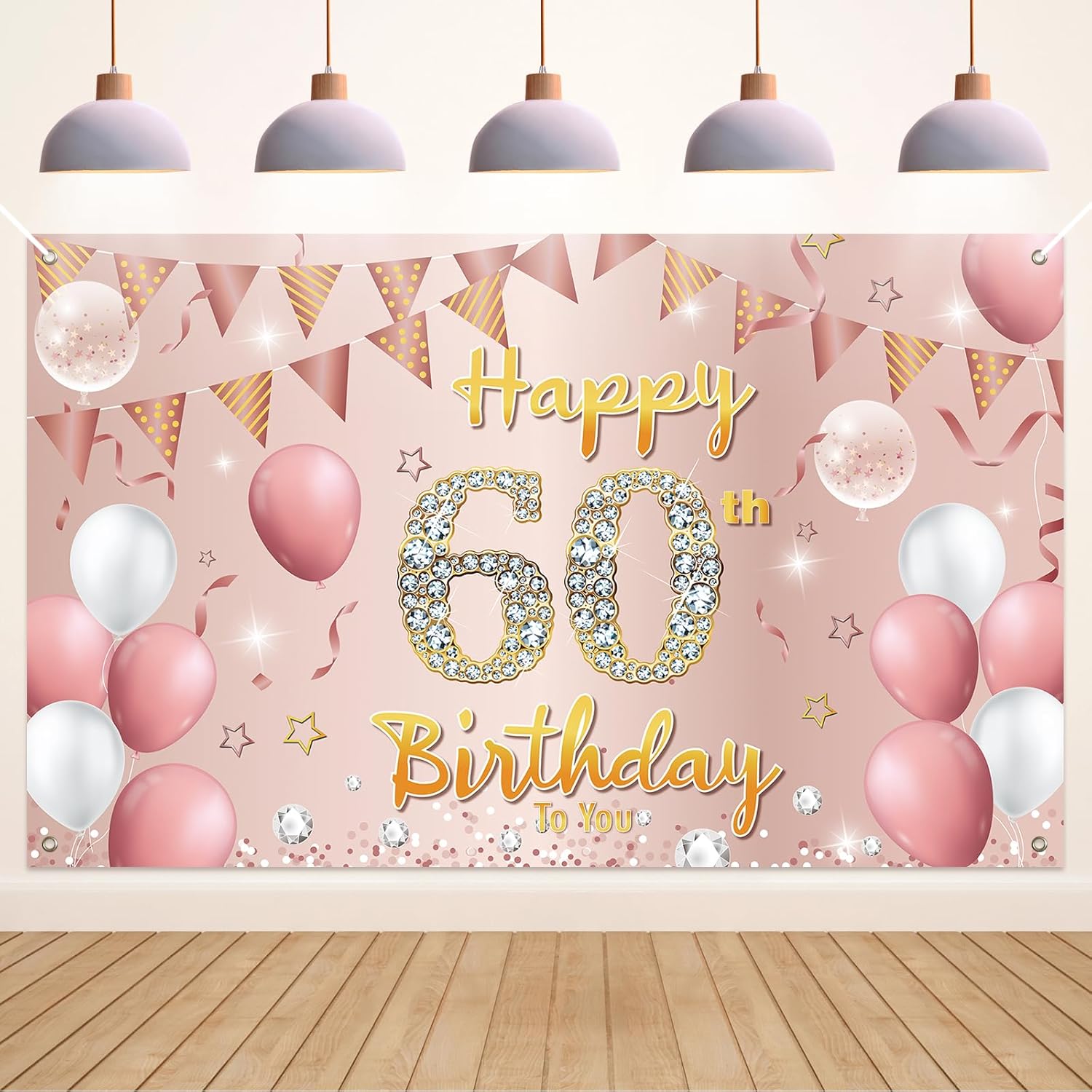 60th Birthday Banner, 60th Birthday Decorations for Men Women, Black Purple 60th Birthday Backdrop Banner Background Party Decor Indoor and Outdoor