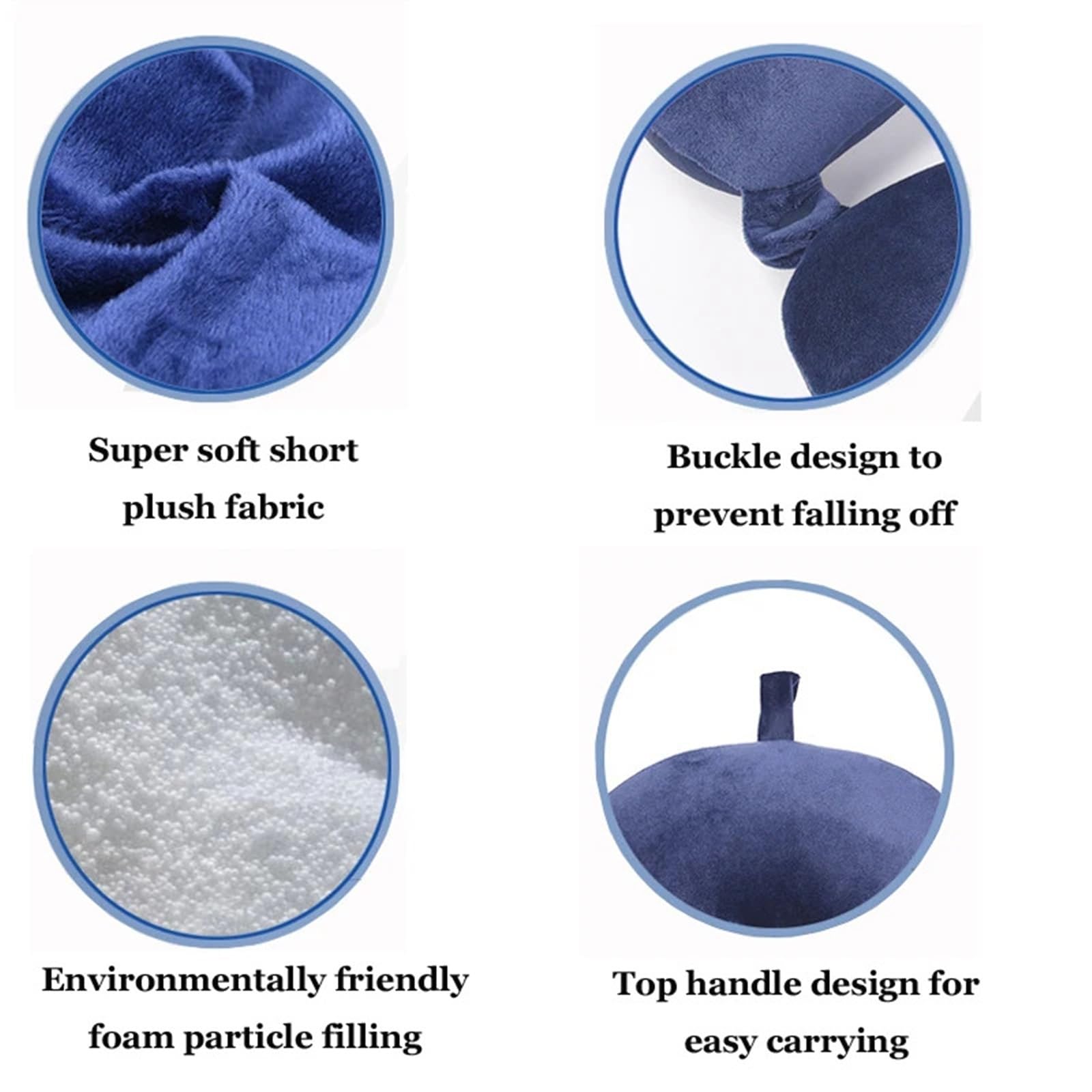 Nackenkissen Reisekissen Memory Foam Kopf-Nacken-Flugzeugkissen Reisen Auto Home Office Reise Flug Snap Strap Soft Cover Reisekissen(Blue)
