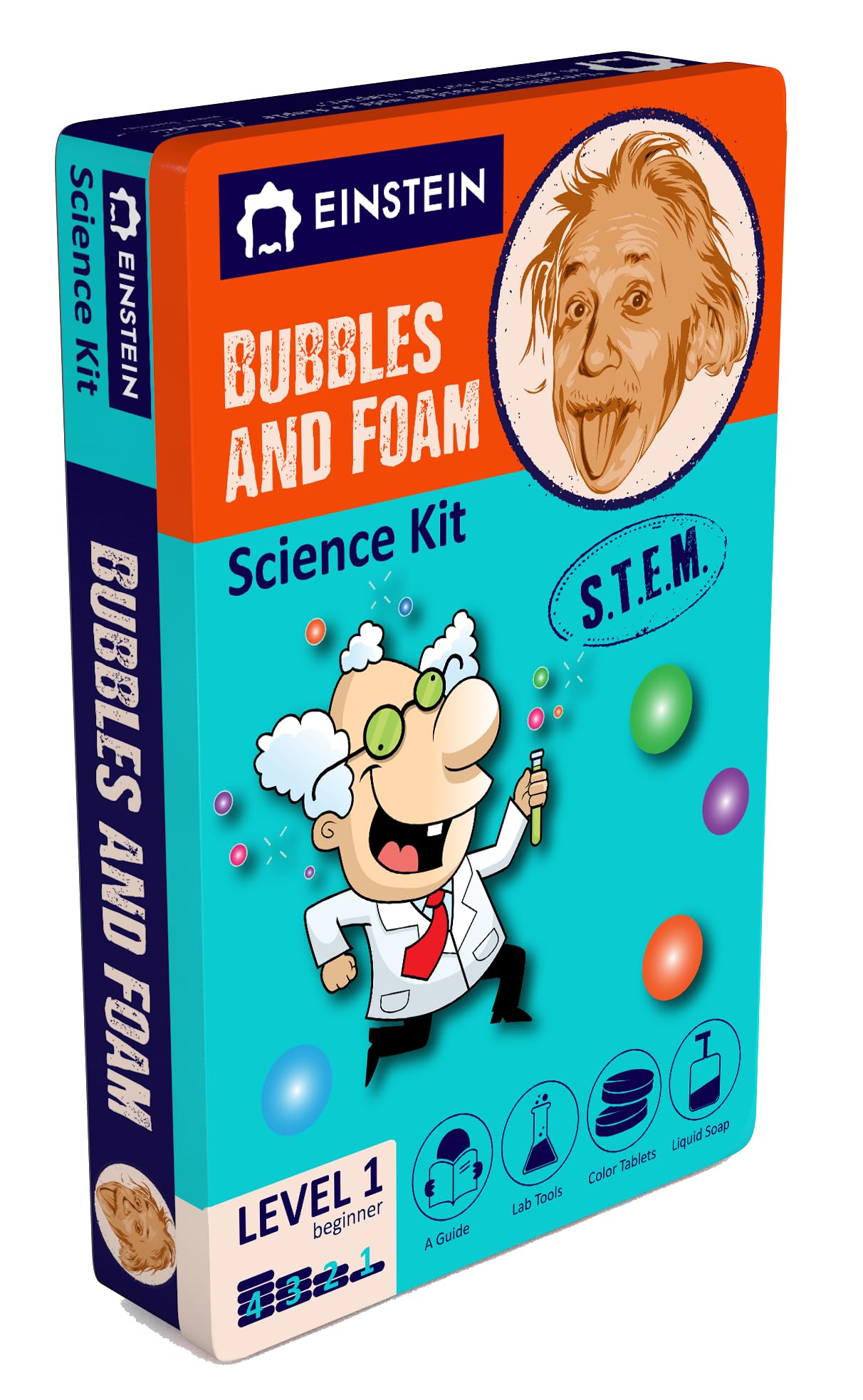 Einstein’s Bubbles and Foam LAB Science Kit for Kids. STEM for Boys & Girls Detailed Picture Guide Included.