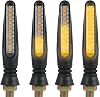 4PCS Motorcycle Indicators - Flowing Turn Signal Lights with 12 LEDs, 12V Universal Fit for Motorbikes, Scooters, Quads, Cruisers - Amber, Super Bright, Easy Installation