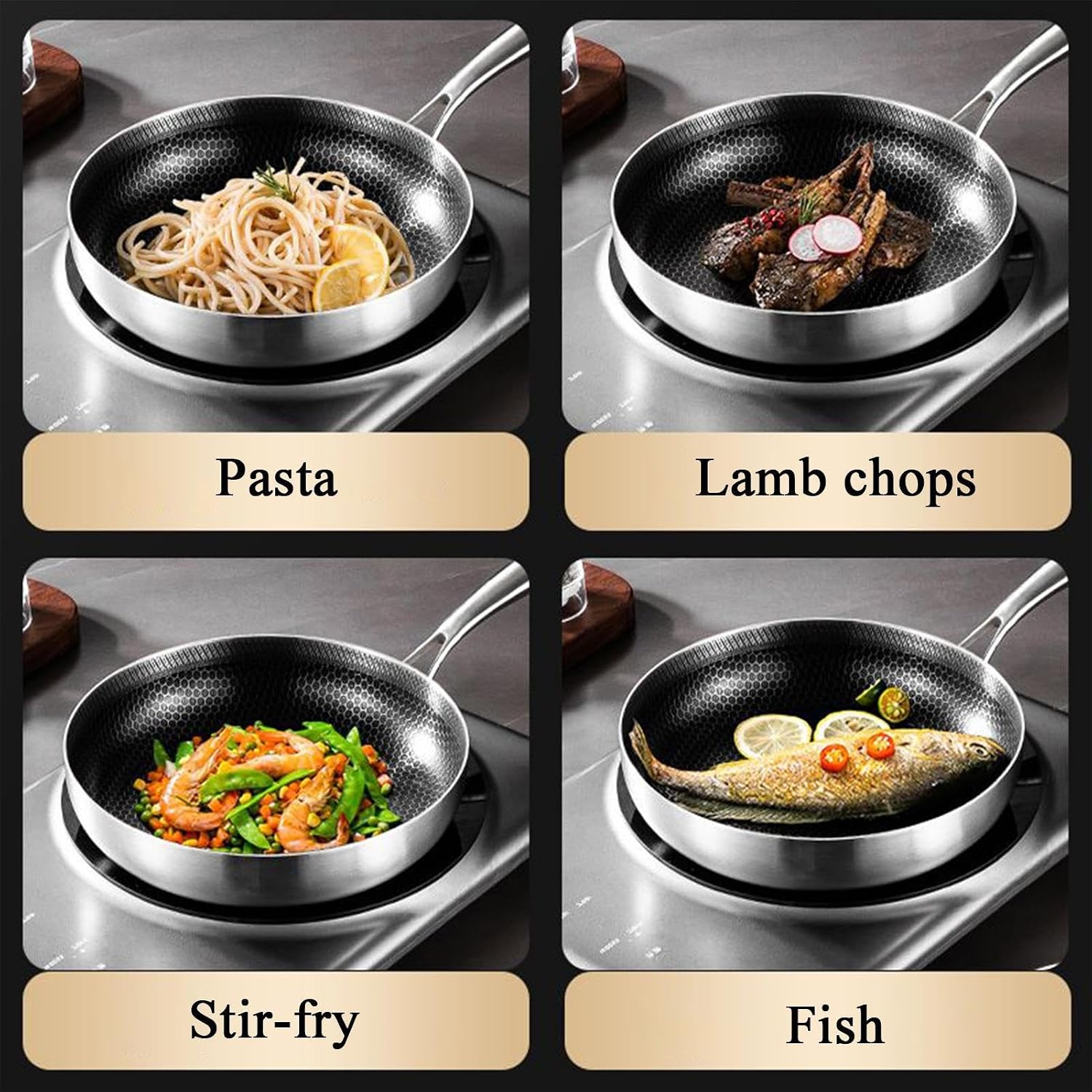 Frying Pans Nonstick Stainless Steel Heat Resistant