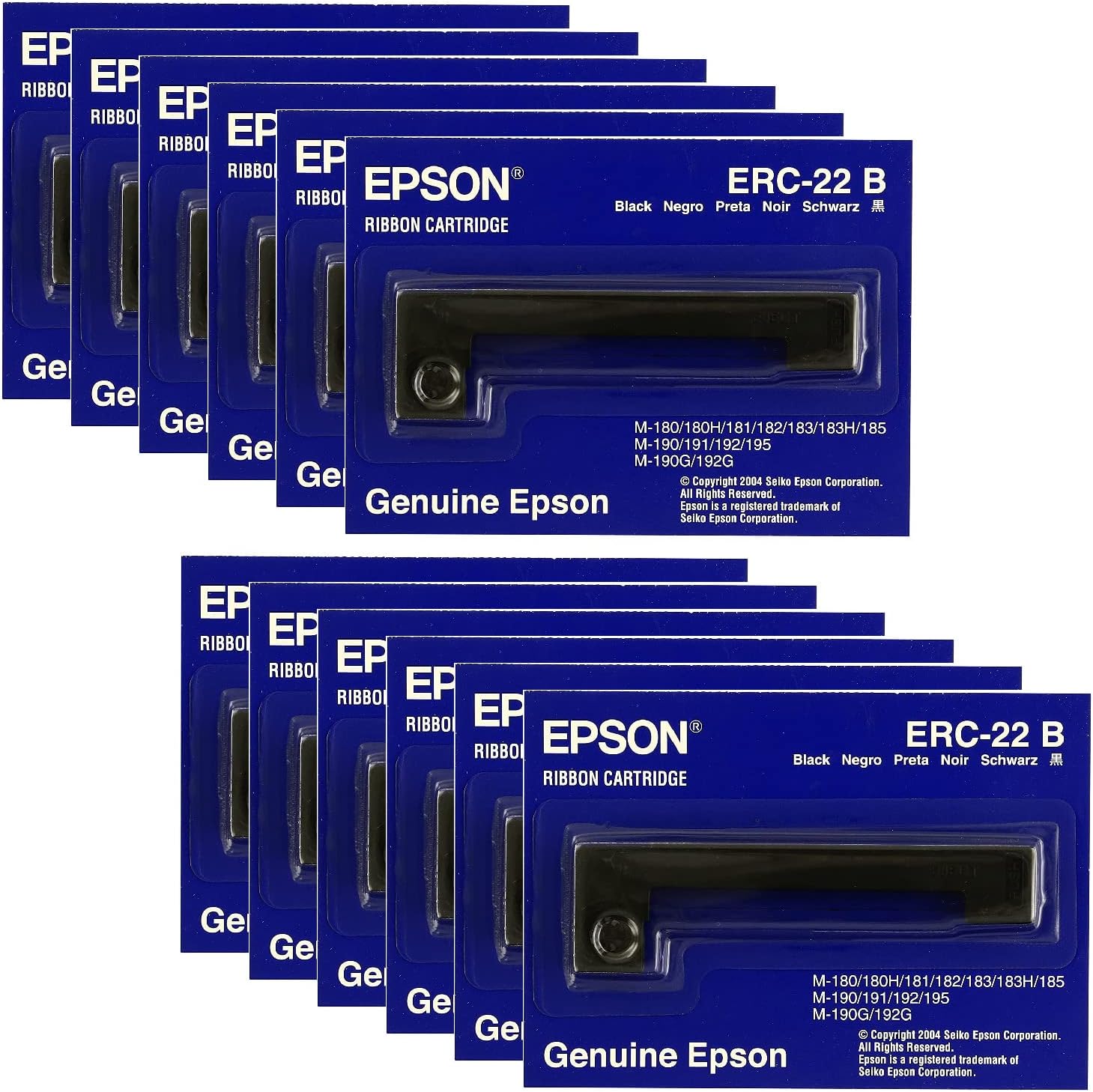 Genuine Epson (ERC-22B) 12-Pack Black Ribbon Cartridge For: M-180, M-181, M-183, M-185 (E65103)