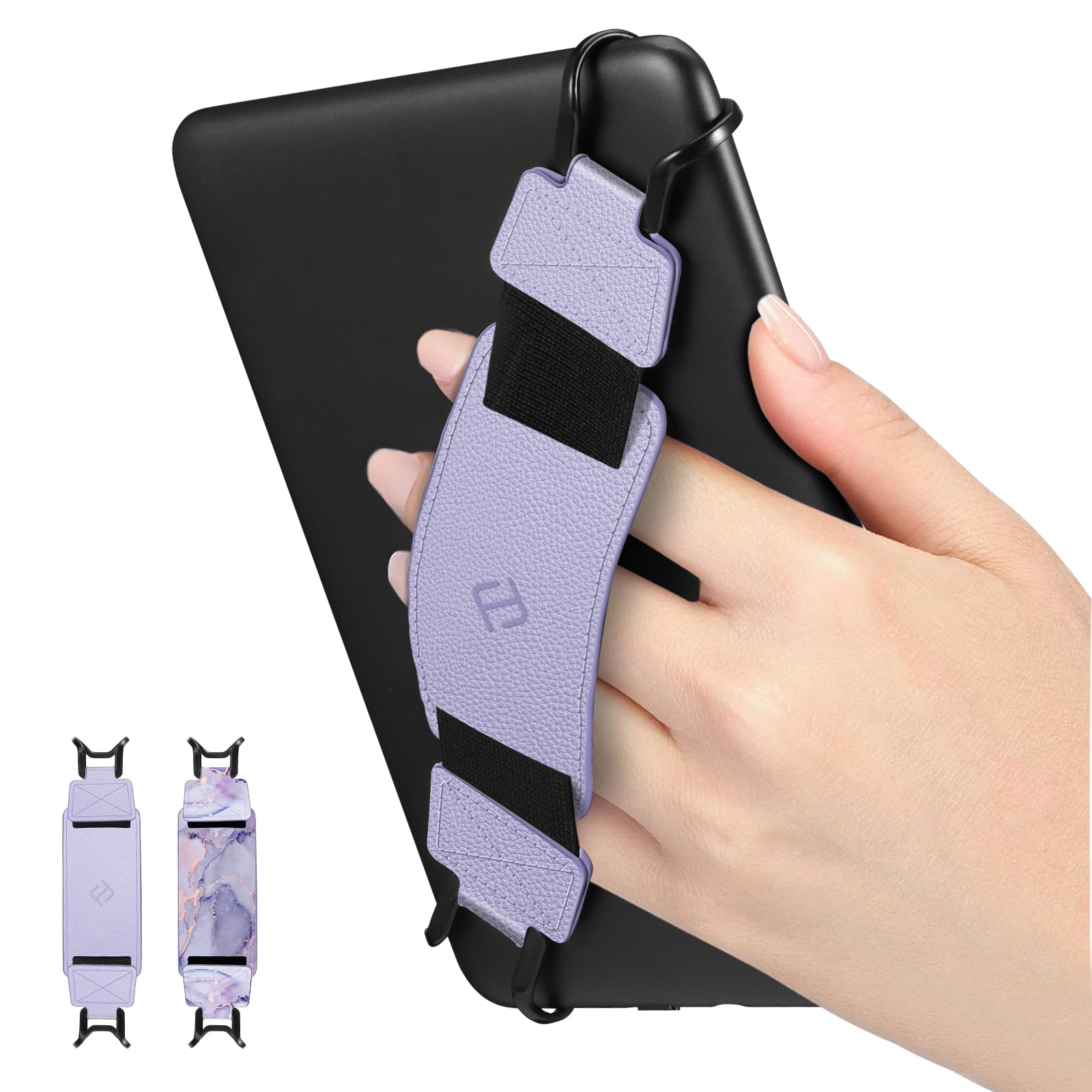 FINTIE 2 Stück Handschlaufe für 6-8" Kindle E-Reader & Fire Tablet – Hochelastischer, sicherer, Leichter Fingergriffhalter für Kindle/Kobo/Voyaga/Sony E-Books & 6-8"-Tablets, Lila Marmor & Lila