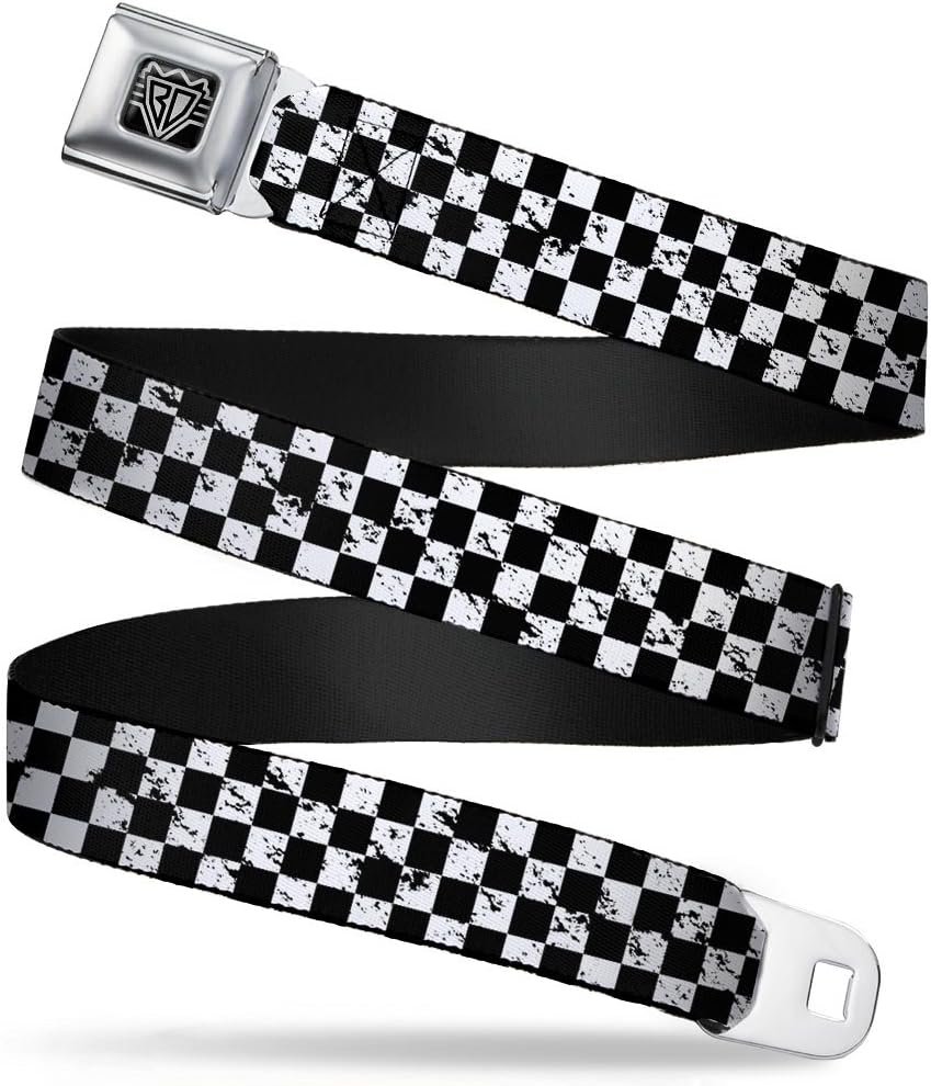 Buckle-Down Seatbelt Belt - Checker Weathered Black/White