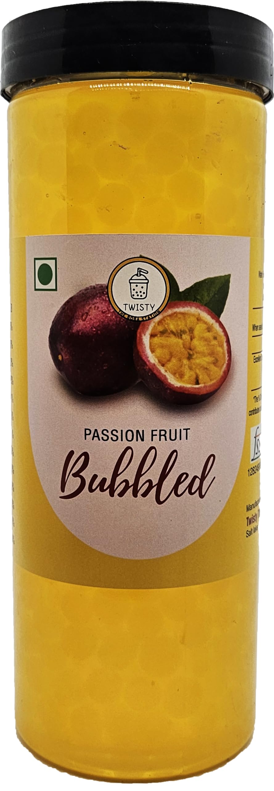 Twisty The Boba Station® Popping Boba for Bubble Tea, Milkshakes, Ice Cream and Yogurt | Boba Tea Variety of Flavors - Vegan | Boba 1 kg with 10 Pieces Straws (Passion Fruit)
