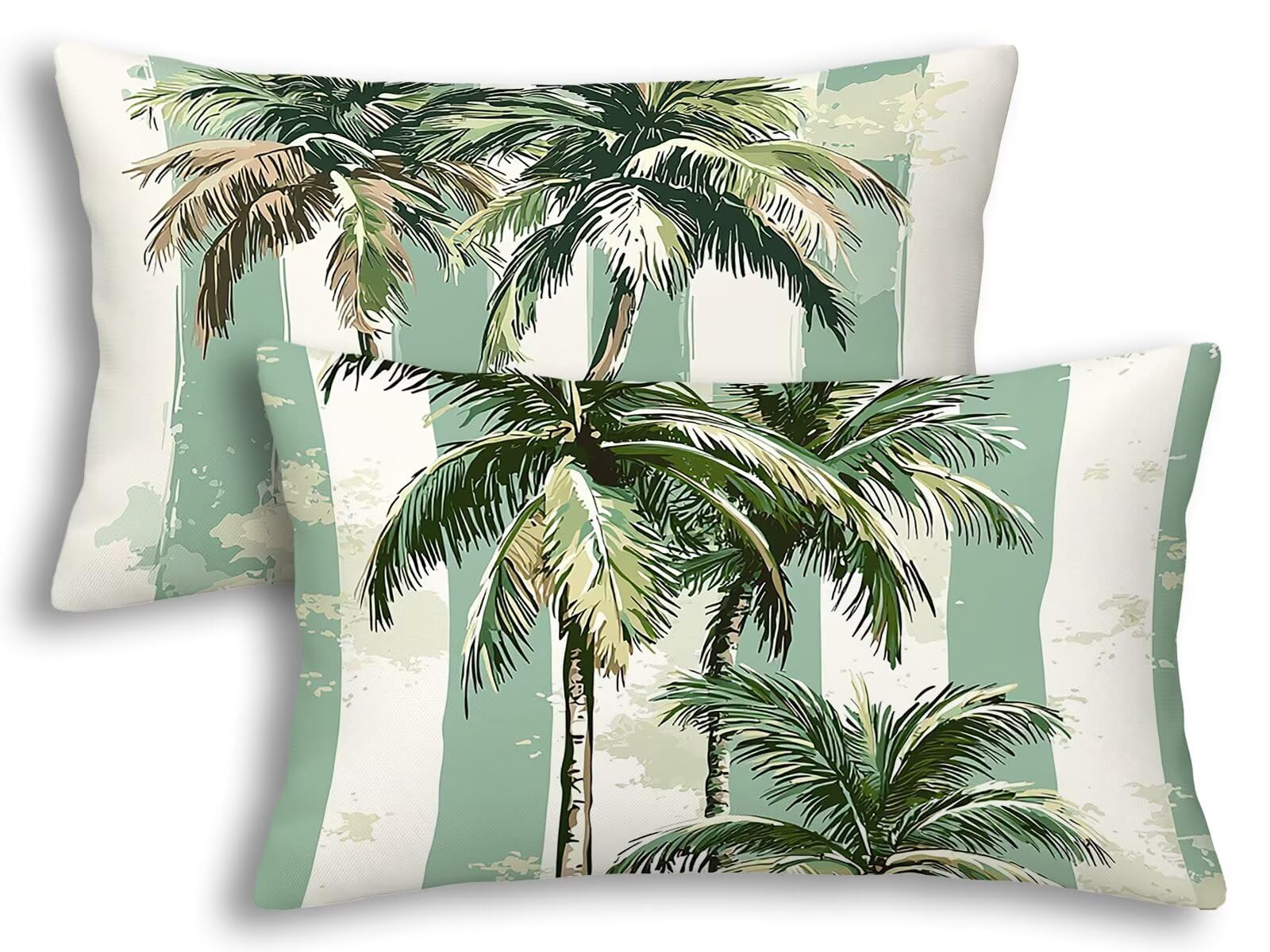 Taie oreiller 40x80 tropical housse coussin vert rectangulaire pour decoration salon
