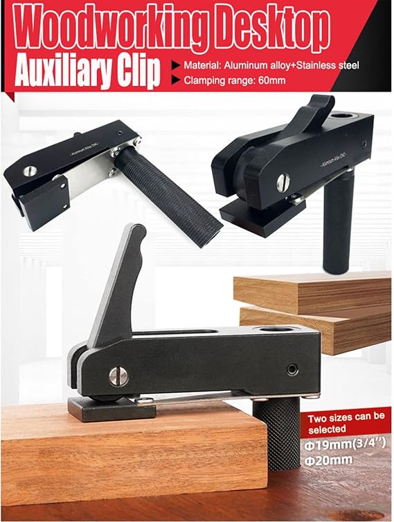 MFT Bench Holdfast Woodworking Tools, Desktop Quick Acting Hold Down Clamp, Adjustable Fast Fixed Clip, Bench Dog Clamp, 3 Gears, for Wood Carving, Routing, Sanding (20mm)