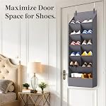 Lifewit Over The Door Shoe Organizers, Hanging Shoe Rack with 11 Large Pockets, 5 Layers Shoe Holder for Closet Door Storage Includes Boots, Toys, Water Bottles, Daily Necessities, 1 Pack, Grey