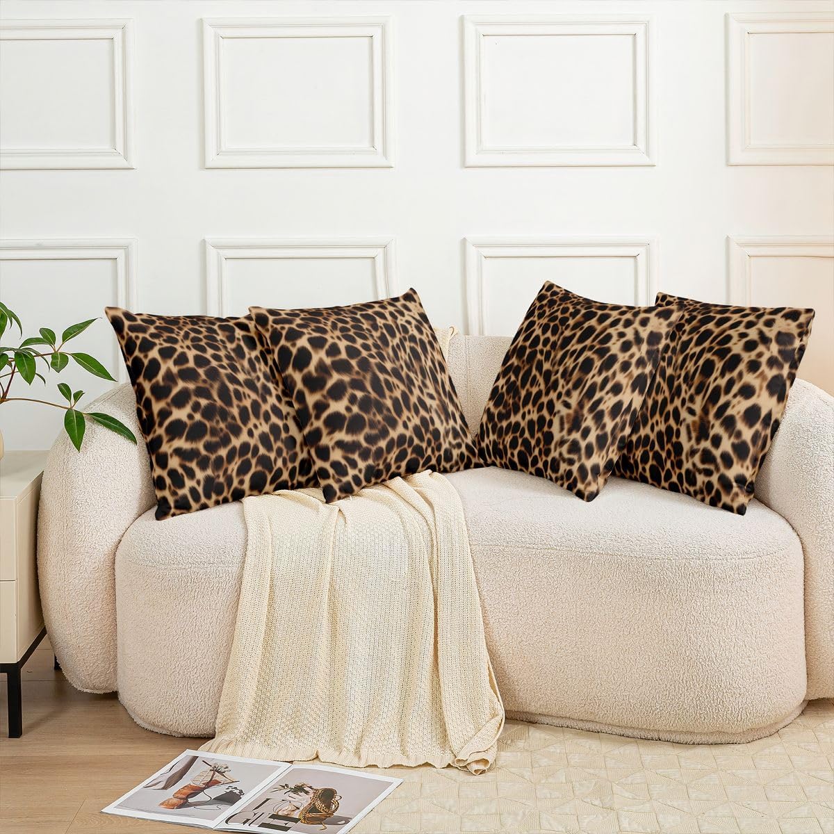 Feelyou Leopard Pillow Covers 18x18 Set of 2 Cheetah Print Decorative Throw Pillow Covers Cases Home Decor Animal Safari Cushion Case for Couch Sofa Outdoor