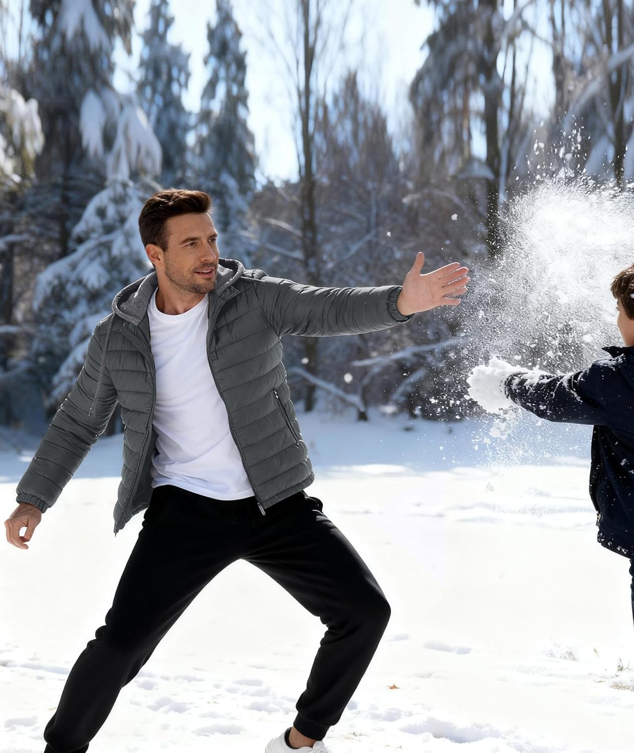 Men's Puffer Jacket Lightweight Winter Warm Jackets Quilted Hoodie Water Resistant Zip Up Insulated Puffy Coat with Hood - Image 6