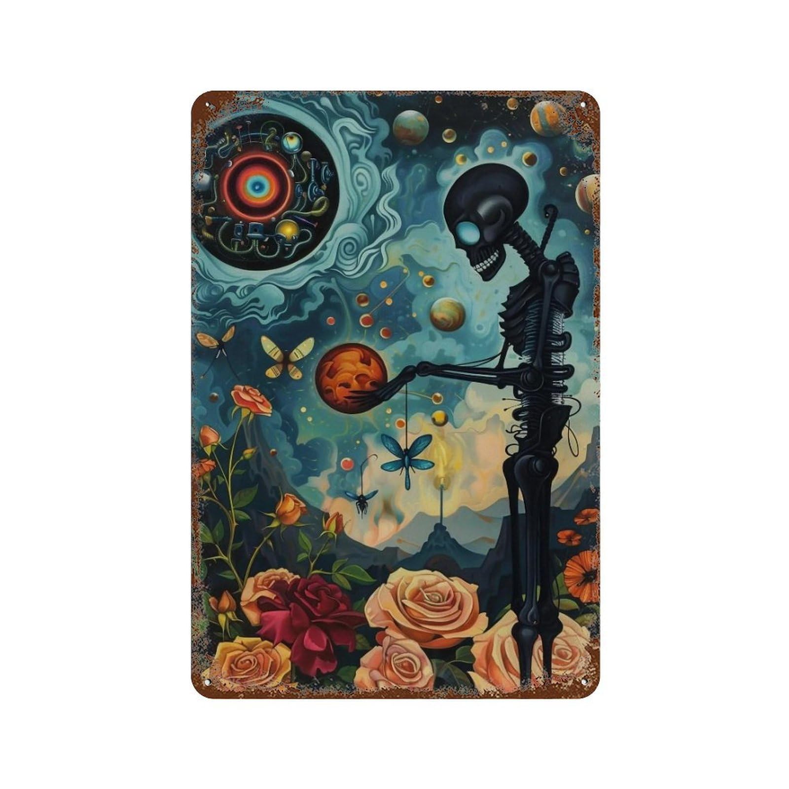 WUJHGRSG Retro Mechanical Astral Surreal 01 Wall Art Retro Iron Vintage Metal Tin Sign Poster Modern Decor for Home Cofffee Club Bar Shop Style 30x20cm