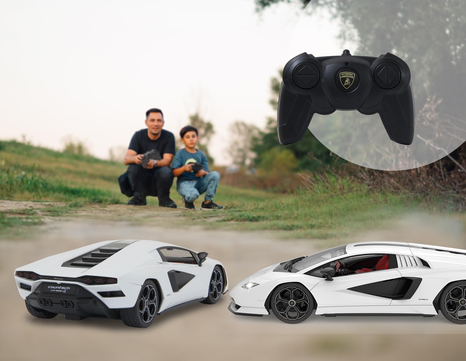 JAMARA Lamborghini Countach LPI 800-4 1:16 Biały 2,4 GHz - Oficjalna licencja, szczegółowe wnętrze, wierne malowanie, przezroczysta przednia szyba, światło LED, samochód RC