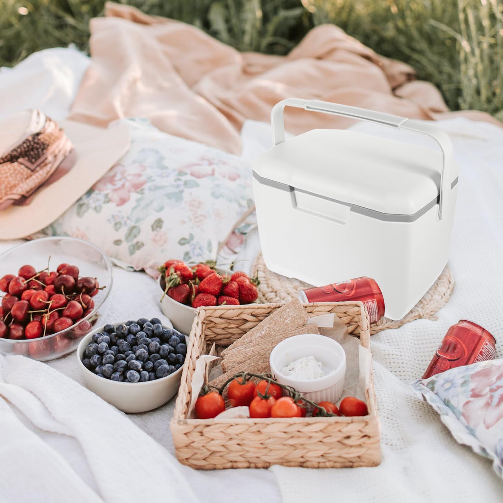 SECFOU Caja de Picnic Aislada para Exteriores de 6l Diseño Fácil de Transportar y Materiales PE, PU y PP para Mantener Alimentos y Bebidas Conservados por 48 Horas en Viajes y Salidas