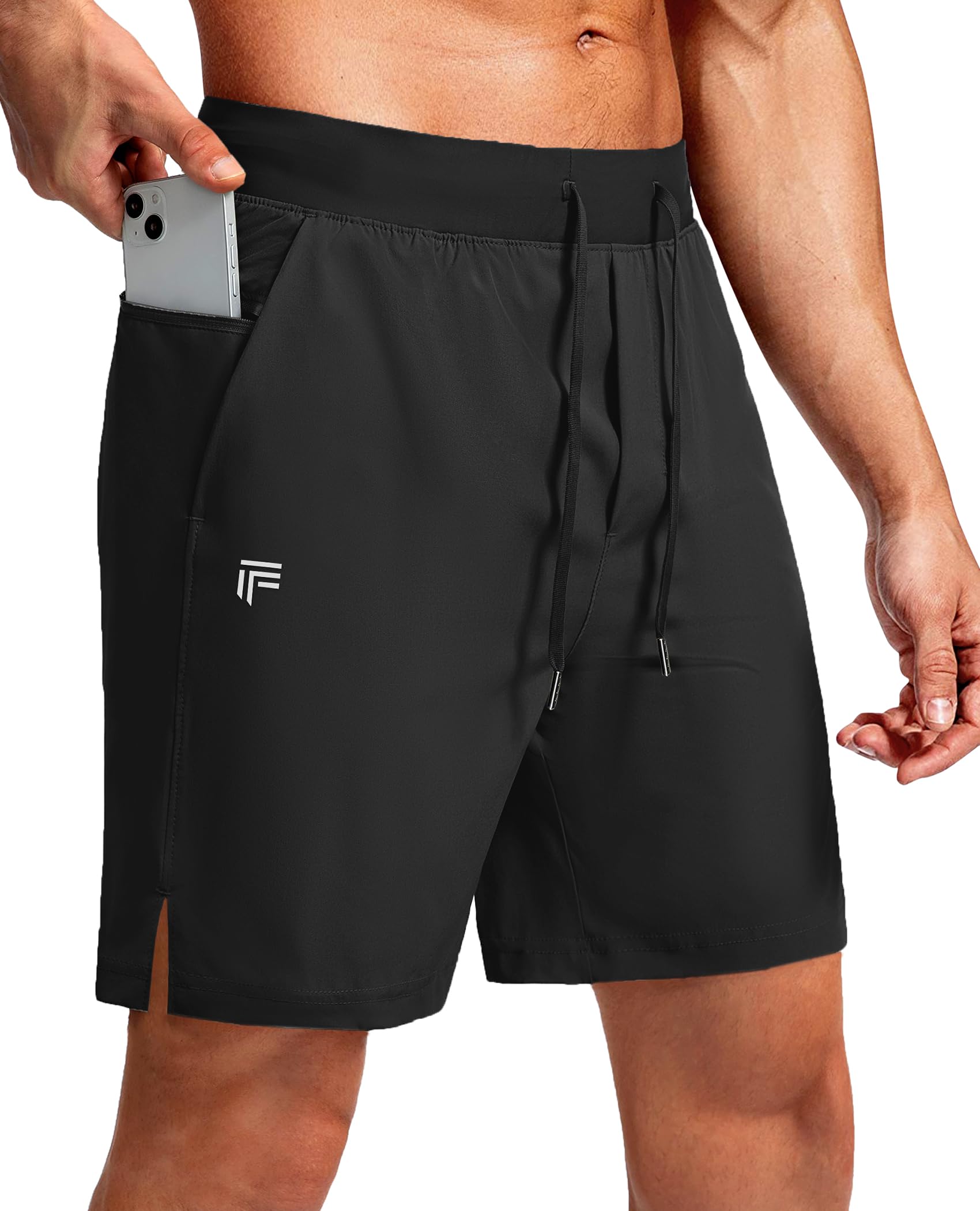 Mens Athletic Running Shorts with Zipper Pocket 7 Inch Quick Dry Gym Workout Basketball Golf