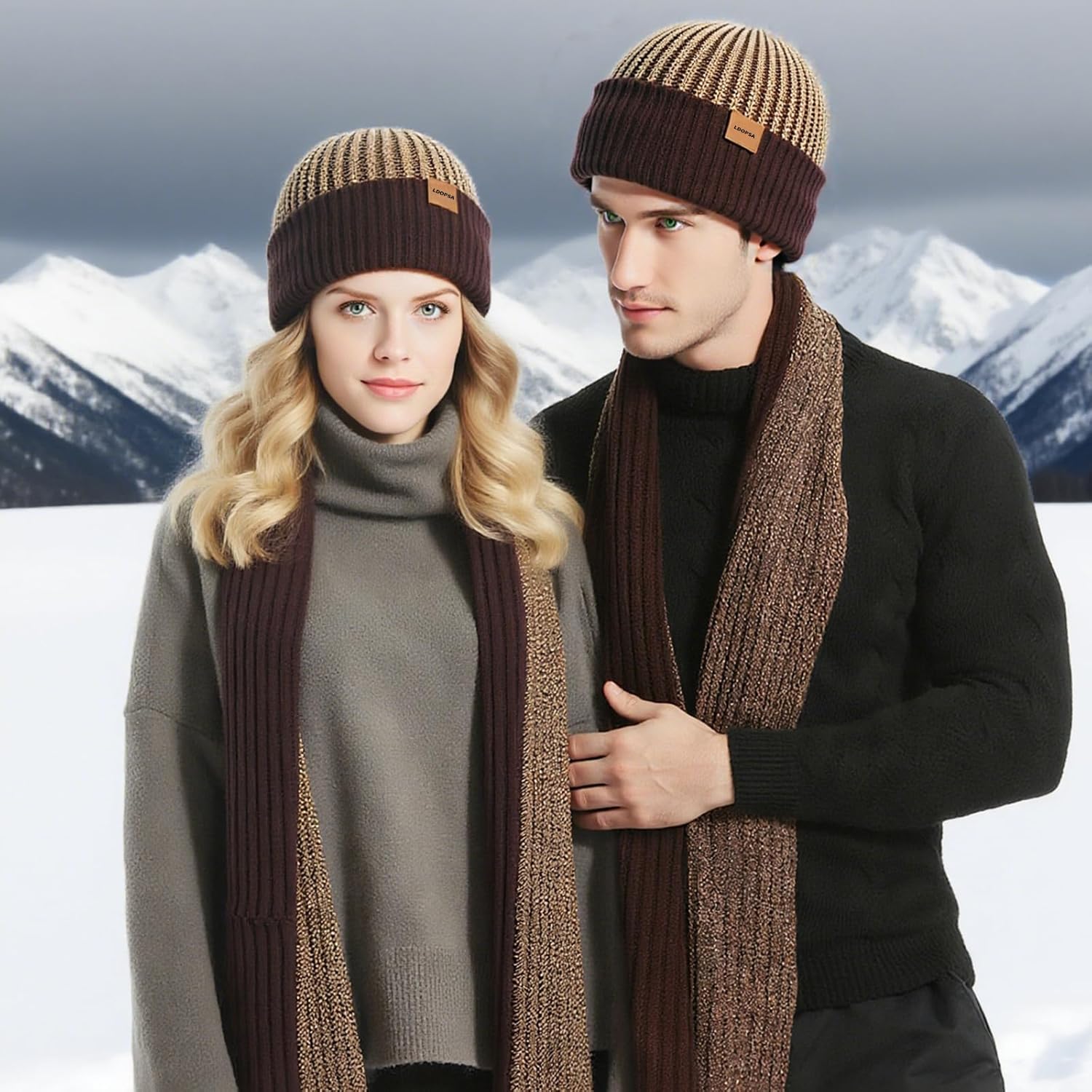 Mens Winter Beanie Hats Scarf for Men with Touchscreen Gloves, Warm Long Scaves Fleece Lined Hats Knit Gloves Set Gifts - Image 7