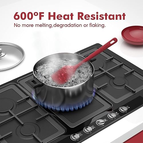 Miniatura 4 de Juego de 4 espátulas de silicona, espátulas de goma de grado alimenticio, con mango fuerte y agarre ergonómico, resistentes al calor para utensilios