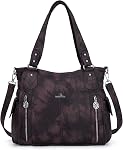 Angelkiss 2 Top Zippers Multi Pockets Women Handbags/Washed Leather Purses/Shoulder Bags 1193…