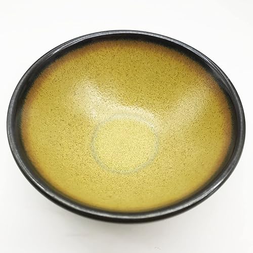 Miniatura 2 de Taza de té Jianzhan Tenmoku hecha a mano de 4.4 oz4.4 fl oz, artesanías chinas antiguas, taza de té de kungfu, patrón amarillo clásico pintoresco y