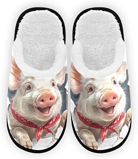 Cartoon Pink Pig Slippers For Women Men Soft Memory Foam Non-Slip Animal Winter Indoor House Shoes Travel Slipper