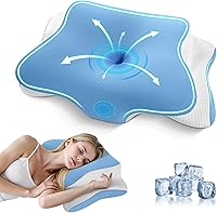 Vista 1 de JINXIA Almohada cervical para dormir, almohadas de espuma viscoelástica inodoras y funda de enfriamiento, almohada ortopédica ergonómica de apoyo