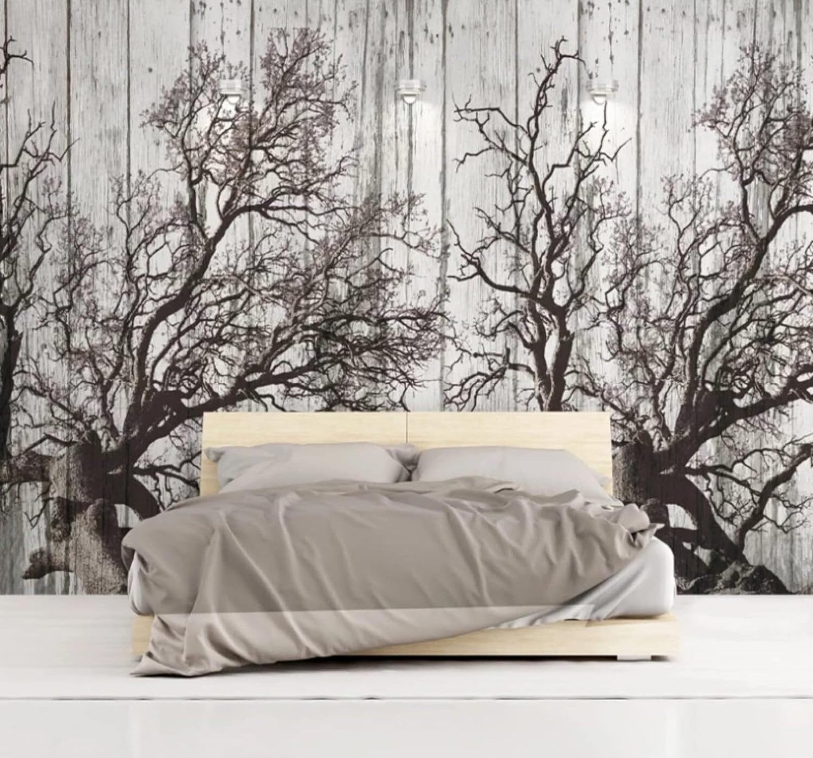 Wallpaper-3D-Xlm 430Cm×300Cm(B×H) Vintage Hand Drawn Black And White Forest Wood Grain 3D Wallpaper Easy Install Feature Office Living Room Sofa Bedroom Tv Background Wall Decoration-430Cm×300Cm