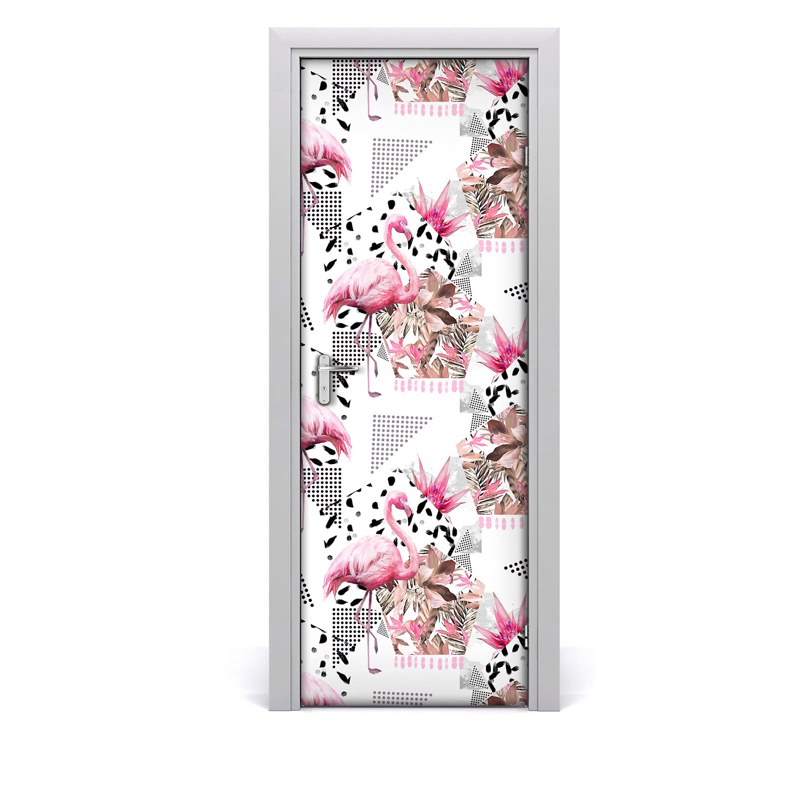 Autocollant de porte 77x200cm papier peint mural flamant rose Magic-Stick